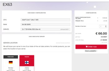 Hetzner EX63 ra mắt dòng Dedicated Server mới với Intel Core Ultra 7