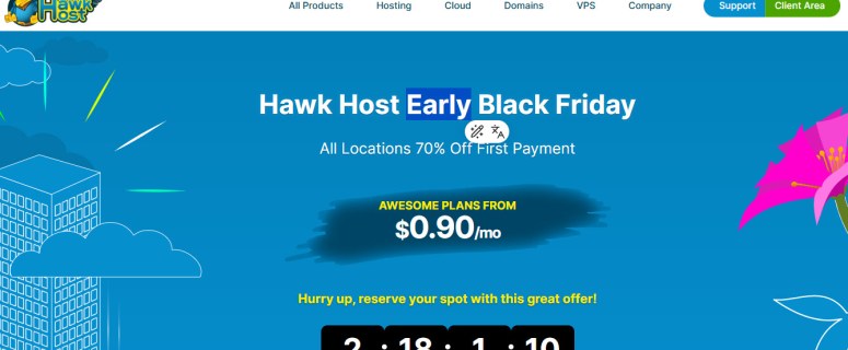 [Early BLACK FRIDAY 2025] HawkHost tung ưu đãi 70% (Lần thanh toán đầu) cho Hosting NVMe!